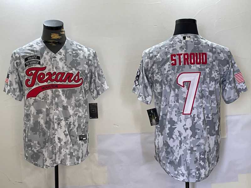 Mens Houston Texans #7 CJ Stroud Arctic Camo 2024 Salute to Service Stitched Baseball Jersey